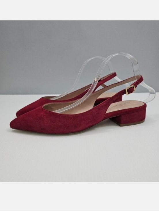Cole Haan Shoes - Cole Haan Mazie Slingback Flat Womens 9.5 Rio Red Suede Pointed Toe Low Heel NEW